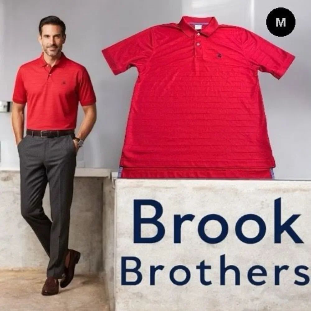MEN BROOKS BROTHERS 1818 PERFORMANCE POLO SHIRT ORIGINAL FIT M Red ⛳️ Golf
